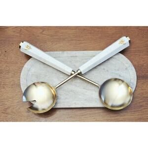Godinger Snowy Marble Gold Plated Stainless  Salad Servers